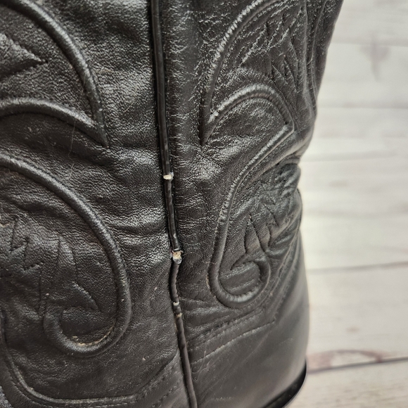 Dan Post Black Leather Western Heeled Cowboy Boots - Picture 5 of 8
